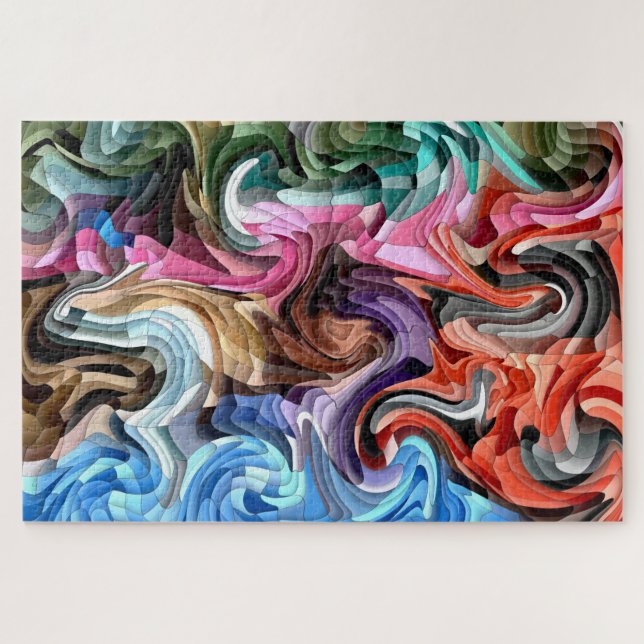 Quebra-cabeça Groovy Colorful Fluid Patchwork Abstrato Mosaico (Horizontal)