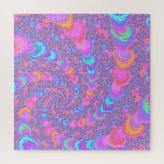 Quebra-cabeça Groovy Colorido Fluorescente Trippy Espiral Fracta