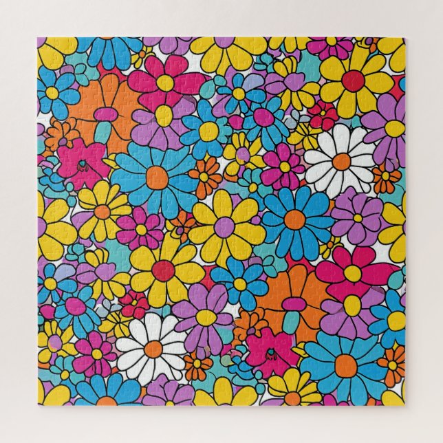 Quebra-cabeça Groovy Flowers Doodle (Vertical)