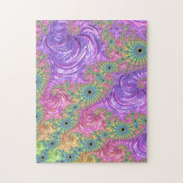 Quebra-cabeça Groovy Trippy Boho Jewel Tone Rainbow Fractal