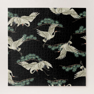 Quebra-cabeça grua japonesa elegante: representação artística.