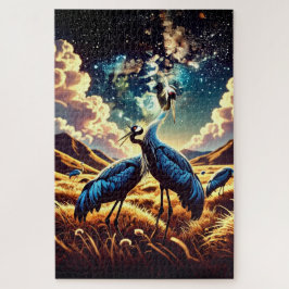 Quebra-cabeça Gruas Azuis Abstratas – Cena Artística da Natureza