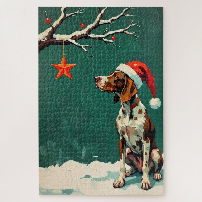 Quebra-cabeça GSP Apontando para o Chapéu da Estrela de Natal (Vertical)