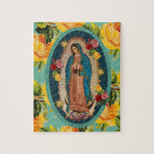 Quebra-cabeça Guadalupe Virgin Mary Yellow Roses Religious