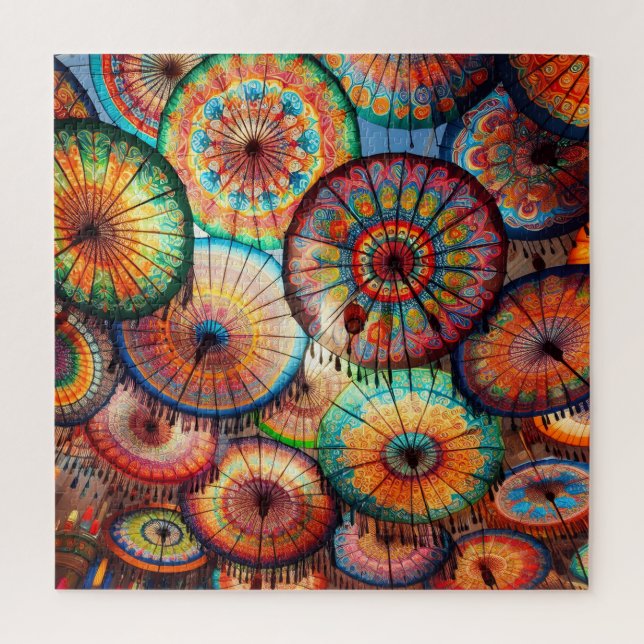 Quebra-cabeça Guarda-chuvas de papel vibrantes (Vertical)