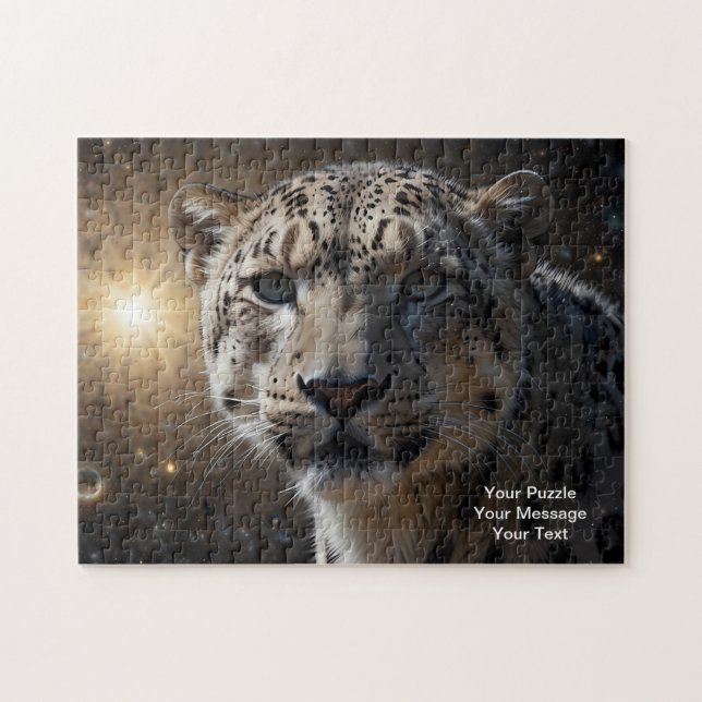 Quebra-cabeça Guardião Celestial - Leopardo da Neve (Horizontal)