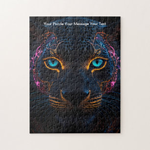 Quebra-cabeça Guardião Celestial - Leopardo Negro Neon