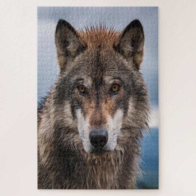 Quebra-cabeça Guardião Silencioso – Um Retrato Poderoso do Lobo (Vertical)