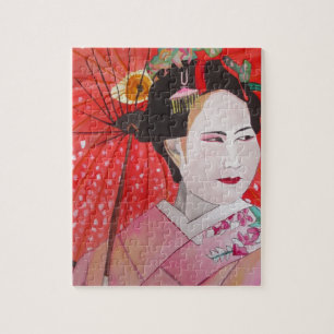 Quebra-cabeça Gueixa com pintura original da arte do