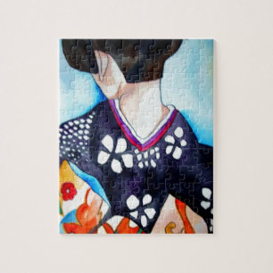 Quebra-cabeça Gueixa com pintura original da arte do quimono