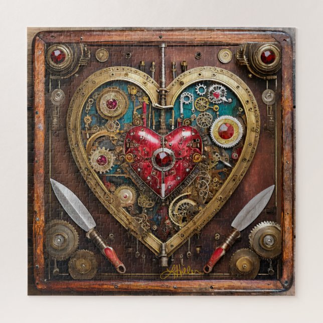 Quebra-cabeça Guerreiro do Steampunk Rubis e Adagas no Dia dos N (Vertical)