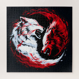 Quebra-cabeça Guerreiro Lobo Cósmico Branco Vermelho