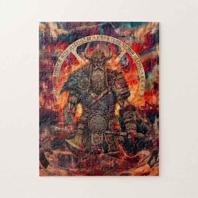 Quebra-cabeça Guerreiro Viking em Asgard com Deuses (Vertical)