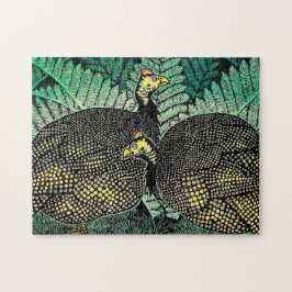 Quebra-cabeça Guiné Hens kasamatsu shiro aves japonesas arte