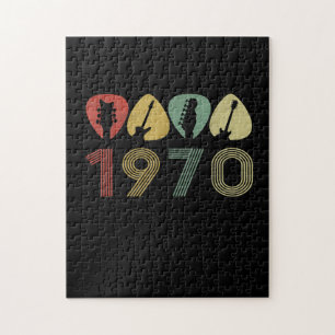 Quebra-cabeça Guitarrista Guitarra Picada 1970 Aniversário Guita