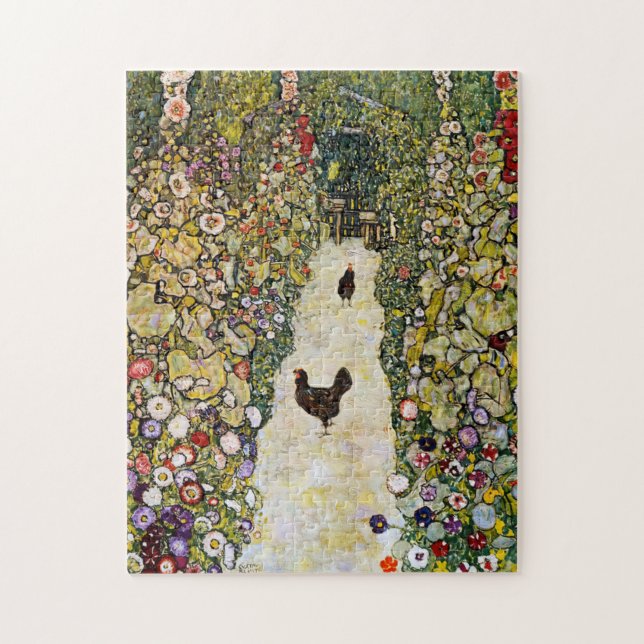 Quebra-cabeça Gustav Klimt - Caminho do Jardim com Galinhas (Vertical)
