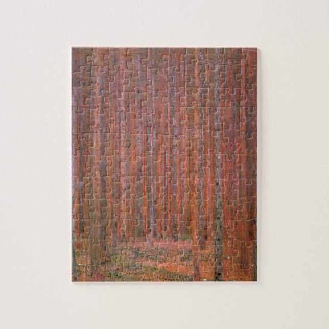 Quebra-cabeça Gustav Klimt Fir Forest Tannenwald árvores vermelh (Vertical)