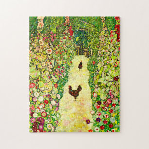 Quebra-cabeça Gustav Klimt Garden com Galinhas