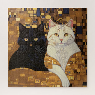 Quebra-cabeça Gustav Klimt Inspirou Dois Gatos Na Cama