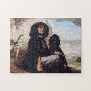 Quebra-cabeça Gustave Courbet - Autorretrato com um Cachorro Neg