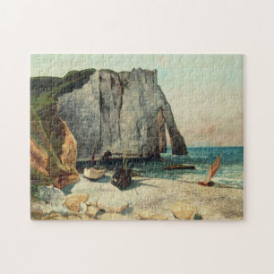 Quebra-cabeça Gustave Courbet os penhascos de Etretat, o porto