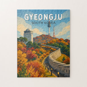 Quebra-cabeça Gyeongju Coreia do Sul Ilustração Viagem Arte