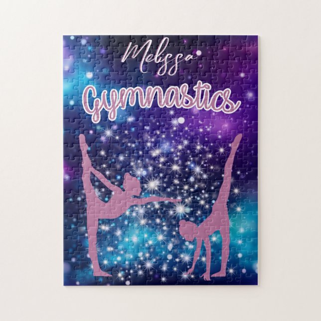 Quebra-cabeça Gymnastics Galaxy Purple Turquoise Personalizada (Vertical)