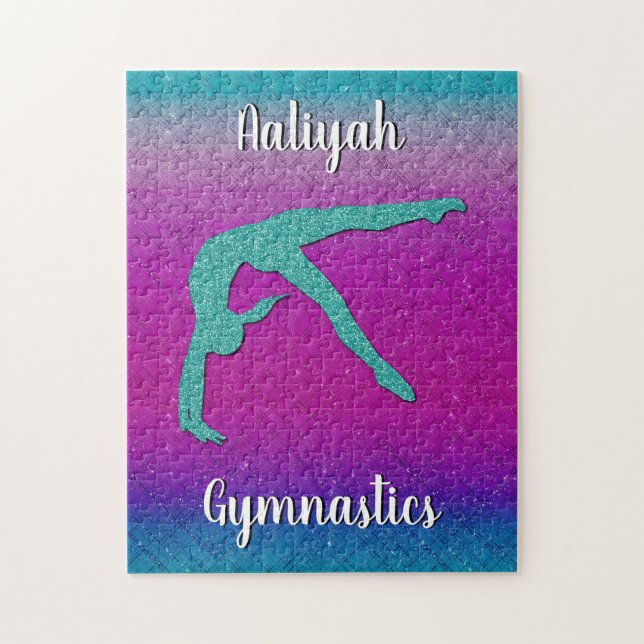 Quebra-cabeça Gymnastics Girl Turquoise Magenta Ombre (Vertical)
