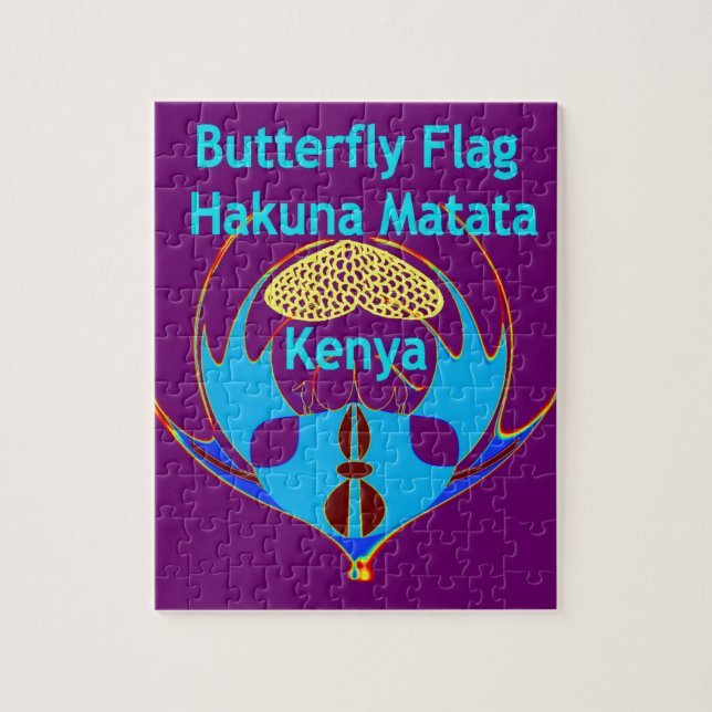 Quebra-cabeça  "Hakuna Matata Quênia" Arte de Borboleta Impressã (Vertical)