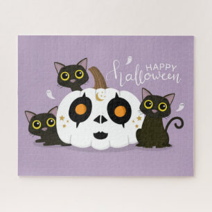 Quebra-cabeça Halloween Black Cat and Pumpkin Jigsaw Puzzle