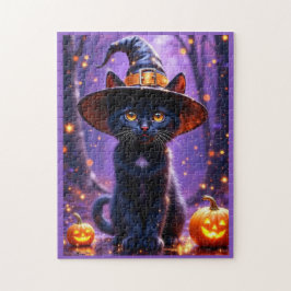 Quebra-cabeça Halloween Black Witchy Cat