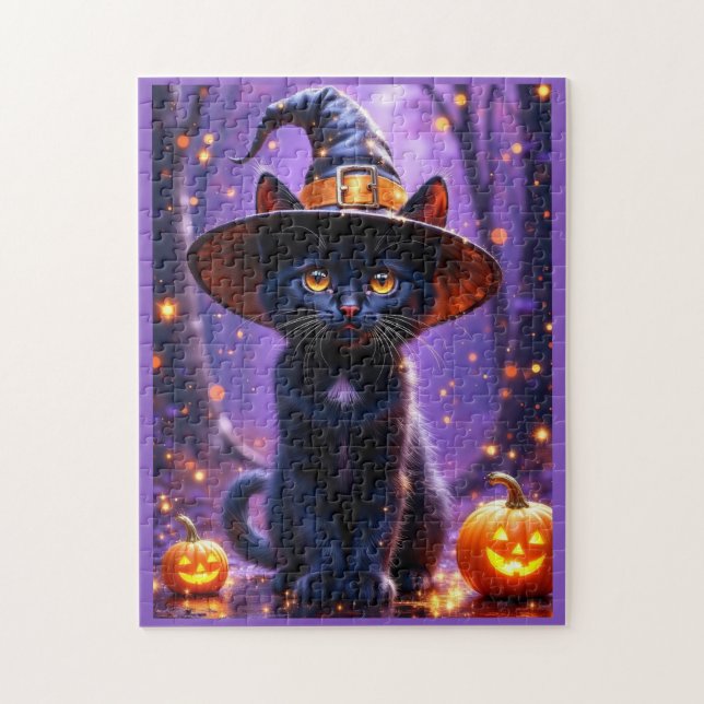 Quebra-cabeça Halloween Black Witchy Cat (Vertical)