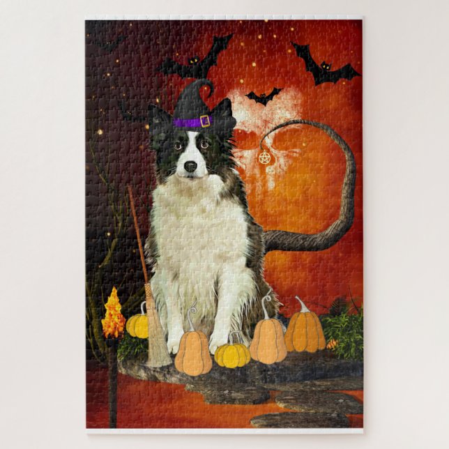 Quebra-cabeça Halloween Border Collie Dog (Vertical)