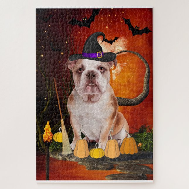 Quebra-cabeça Halloween English Buldogue (Vertical)