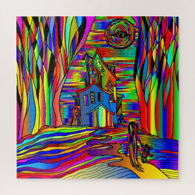 Quebra-cabeça Halloween Haunted House Abstrato assustador Colorf (Vertical)