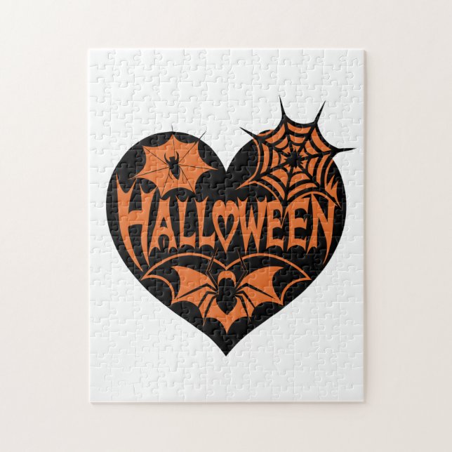 Quebra-cabeça Halloween Heart, Black Heart Shape, Spider Web (Vertical)