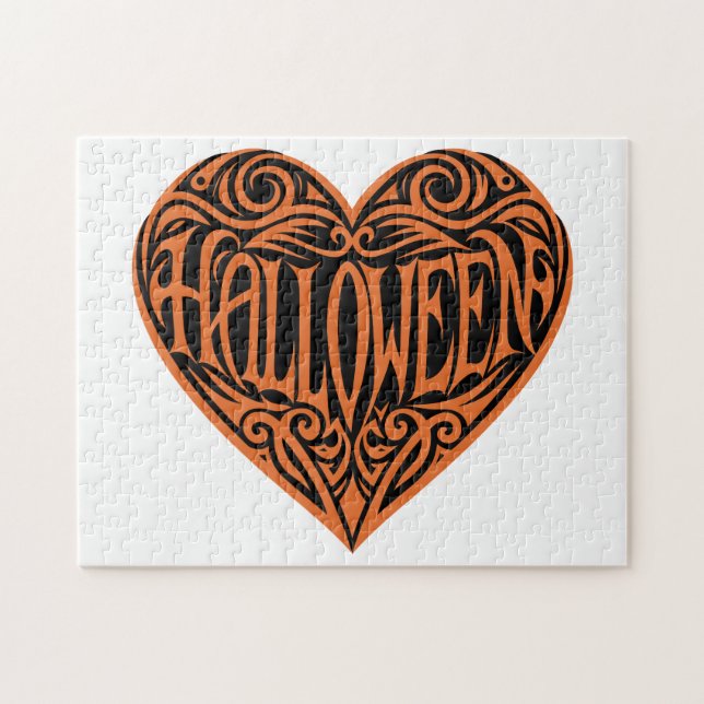 Quebra-cabeça Halloween Heart, Orange Heart, Holiday (Horizontal)
