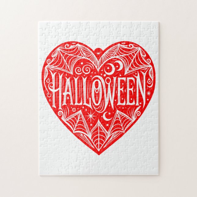 Quebra-cabeça Halloween Heart, Red Heart Shape, Holiday (Vertical)