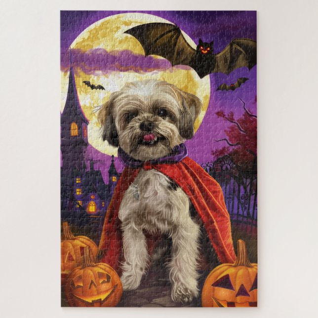 Quebra-cabeça Halloween Malti Tzu Vampire Pumpkins Scary (Vertical)