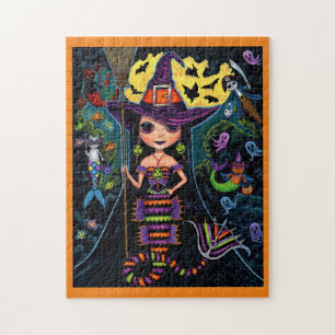 Quebra-cabeça Halloween Mermaid Witats Mercats Fantasmas Pumpkin