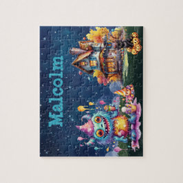 Quebra-cabeça Halloween Monster Custom Child Name Puzzle 