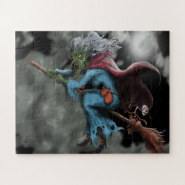 Quebra-cabeça Halloween Night Scary Voando Wity Skull