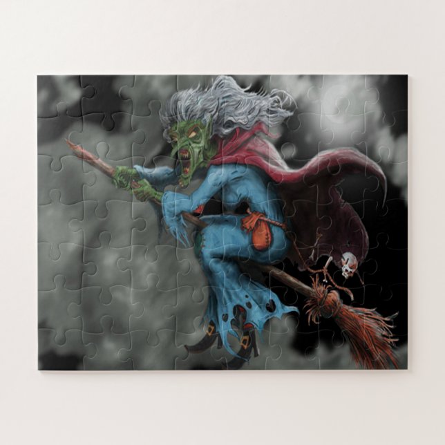 Quebra-cabeça Halloween Night Scary Voando Wity Skull (Horizontal)