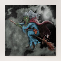 Halloween Night Scary Voando Wity Skull