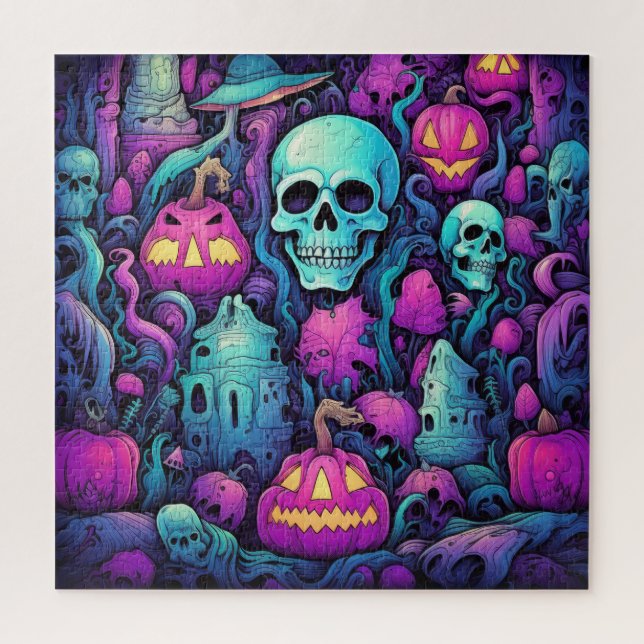 Quebra-cabeça Halloween Pastel Skulls and Pumpkins (Vertical)