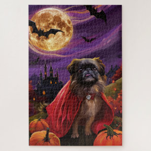 Quebra-cabeça Halloween Pekingese Vampiro Pumpkins assustado