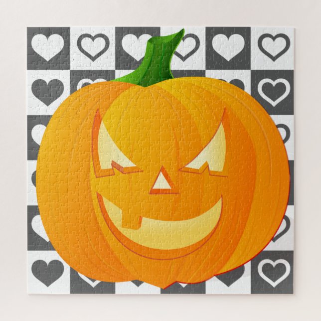 Quebra-cabeça Halloween - Pumpkin - Corações (Vertical)