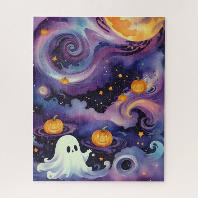 Quebra-cabeça Halloween Pumpkins e Starry Ghost (Vertical)