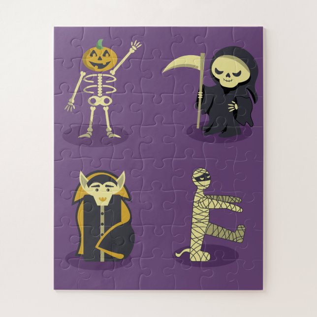 Quebra-cabeça Halloween Skeleton Dracula Mummy Grim Reaper (Vertical)