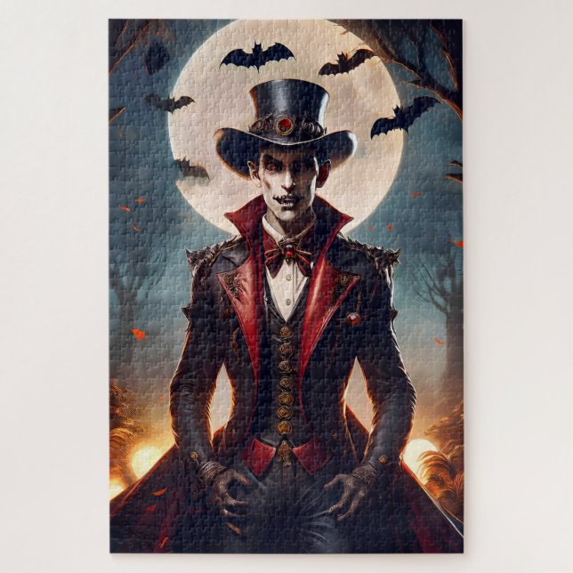 Quebra-cabeça Halloween Steampunk Gótico Zumbi Vampiro (Vertical)